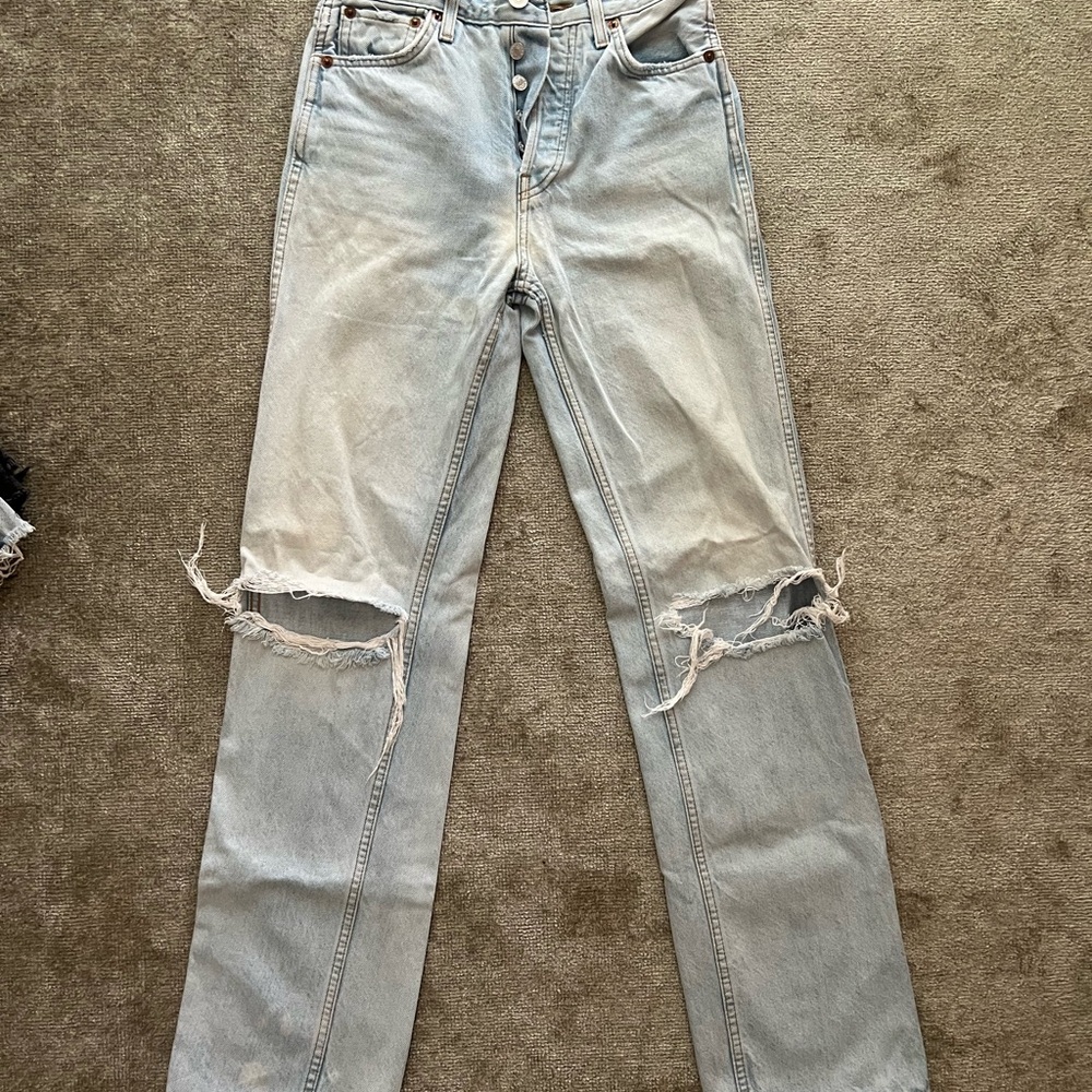 Re/Done Light Blue Distressed Women Jeans